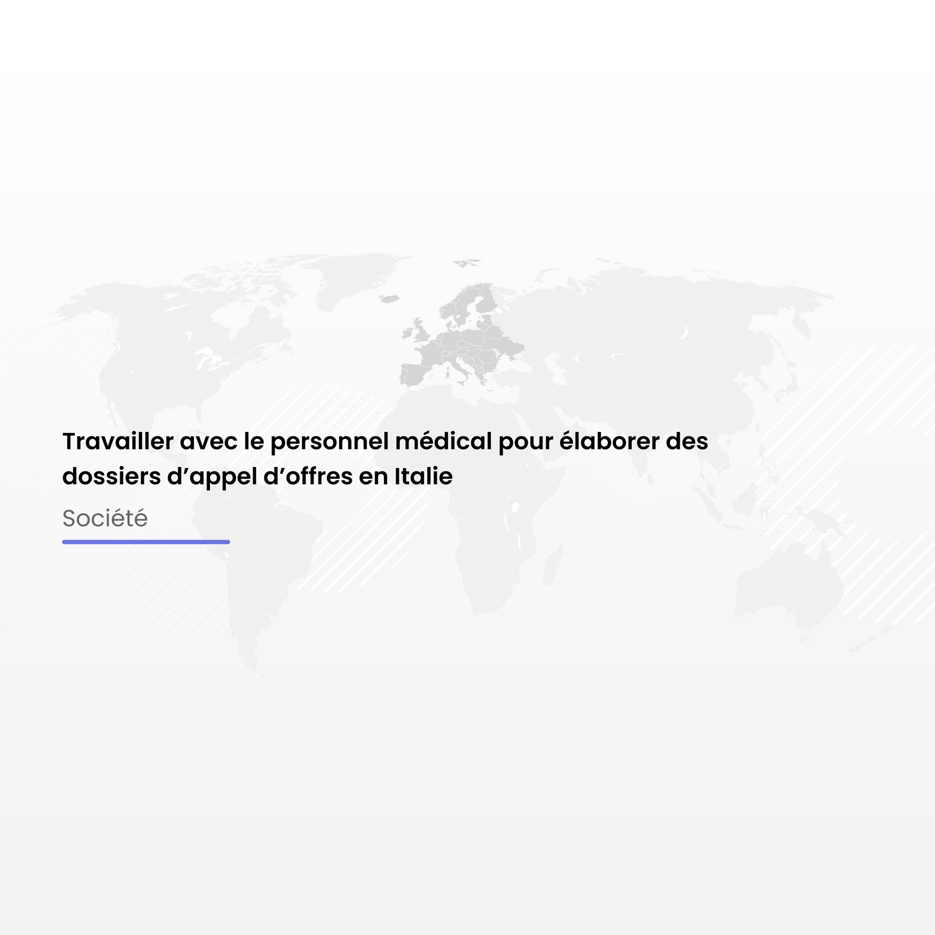 Travailler avec le personnel médical pour élaborer des dossiers d’appel d’offres en Italie
